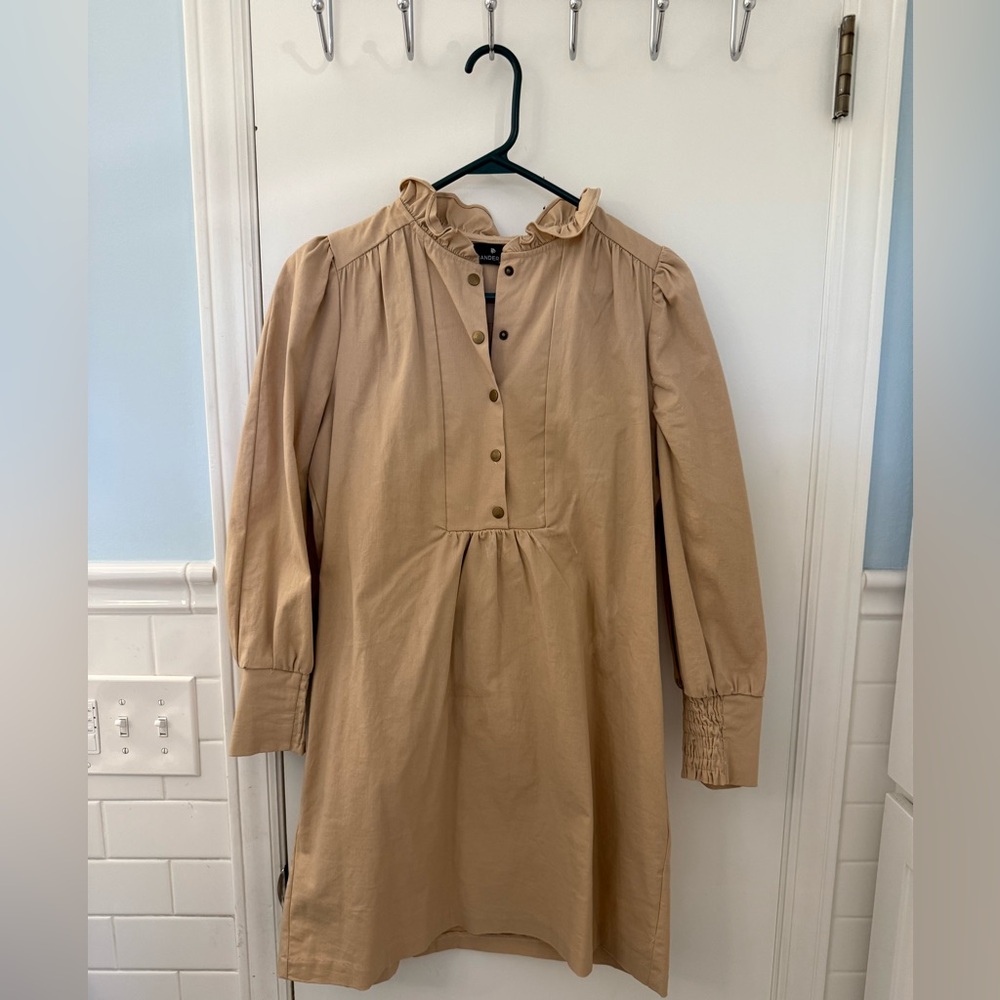 Tuckernuck. Pomander Place Tan Buttoned Sleeve Dress